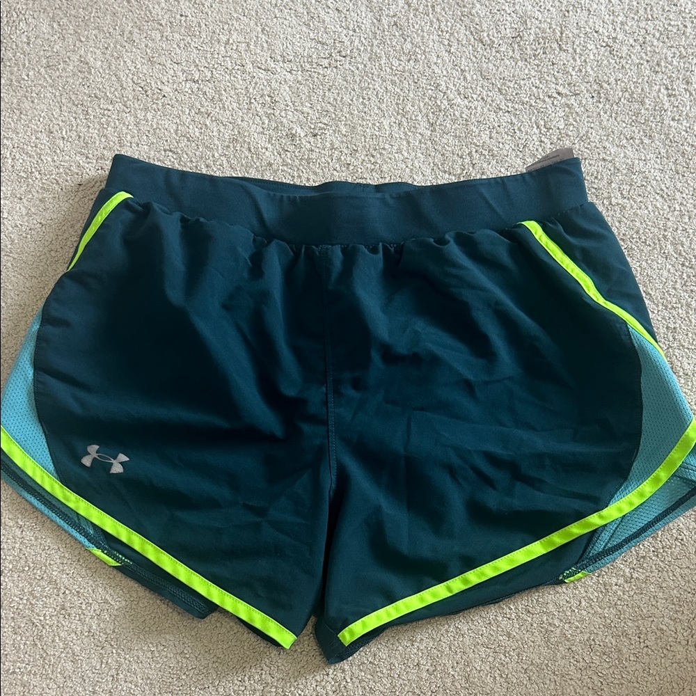 Under Armour Dark Teal and Lime Green Shorts